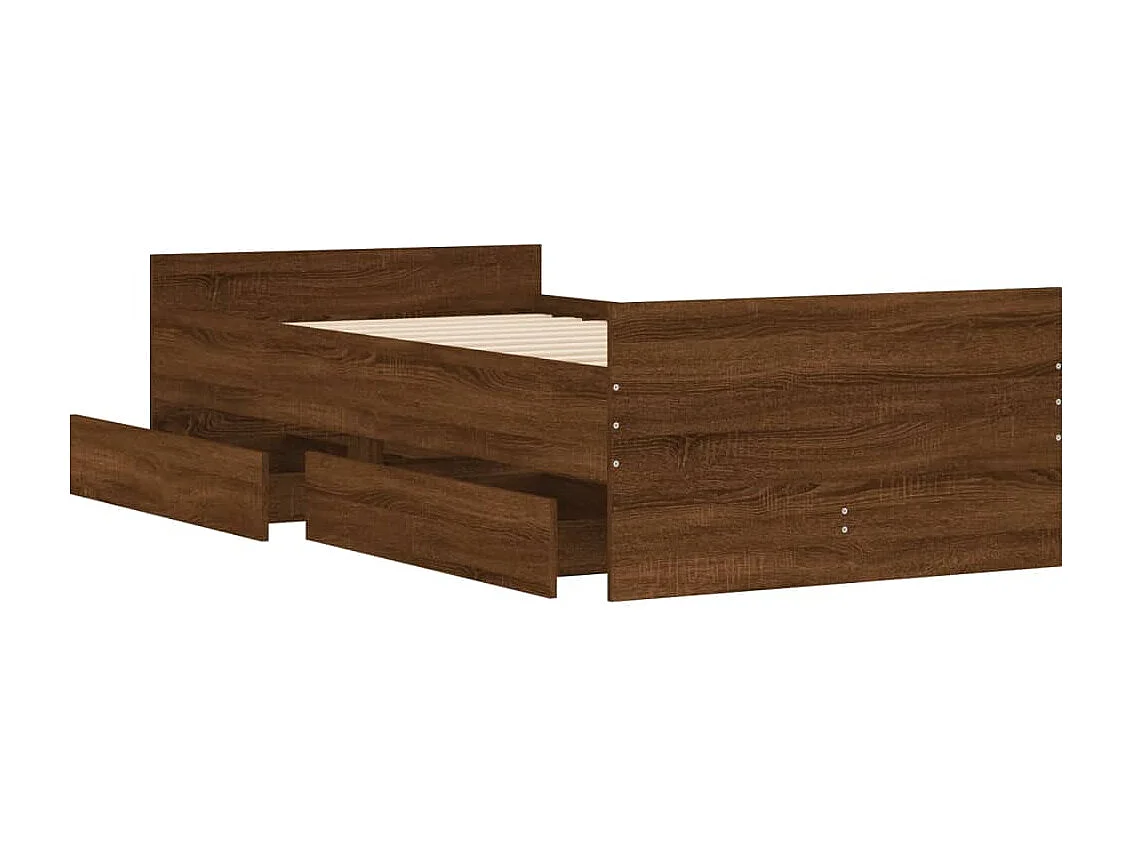 Estructura de cama sin colchón roble marrón 75x190 cm