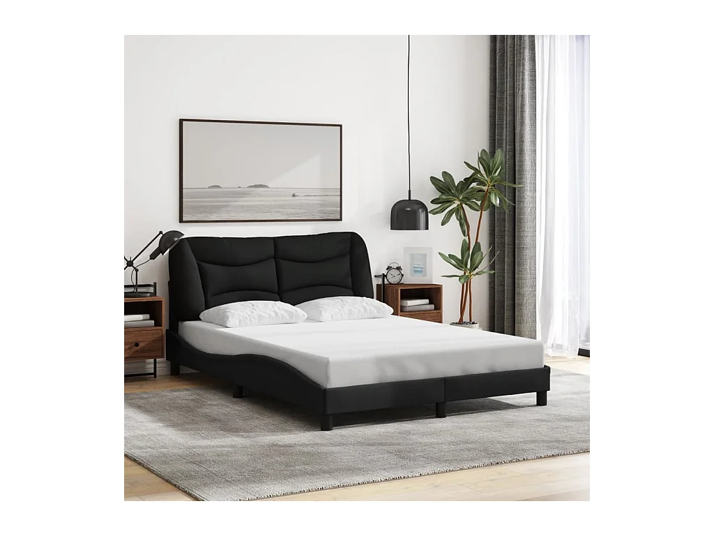 Struttura letto con LED senza materasso tessuto nero 120x200 cm