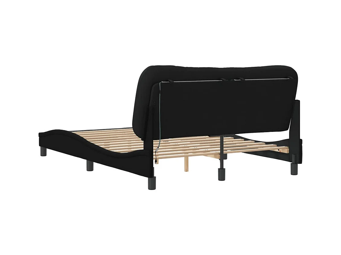 Struttura letto con LED senza materasso tessuto nero 120x200 cm