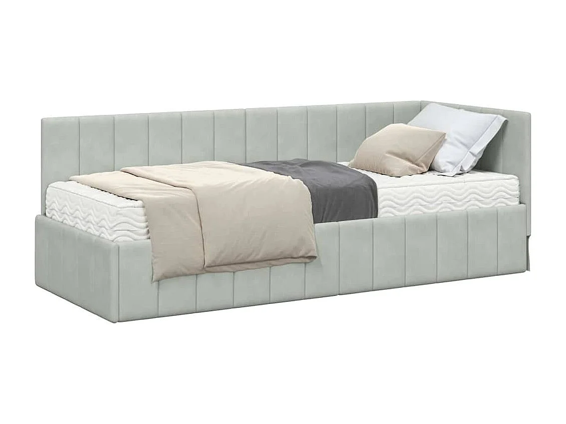 Cadre de lit d'angle Gris clair 80 x 200 cm Velours