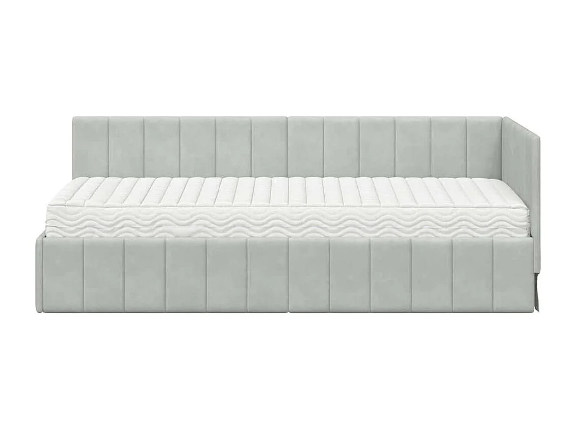 Cadre de lit d'angle Gris clair 80 x 200 cm Velours