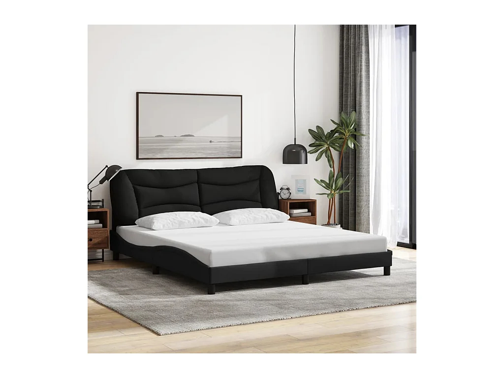 Struttura letto con LED senza materasso tessuto nero 180x200 cm