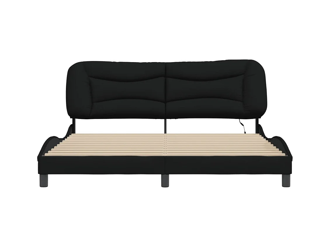 Struttura letto con LED senza materasso tessuto nero 180x200 cm
