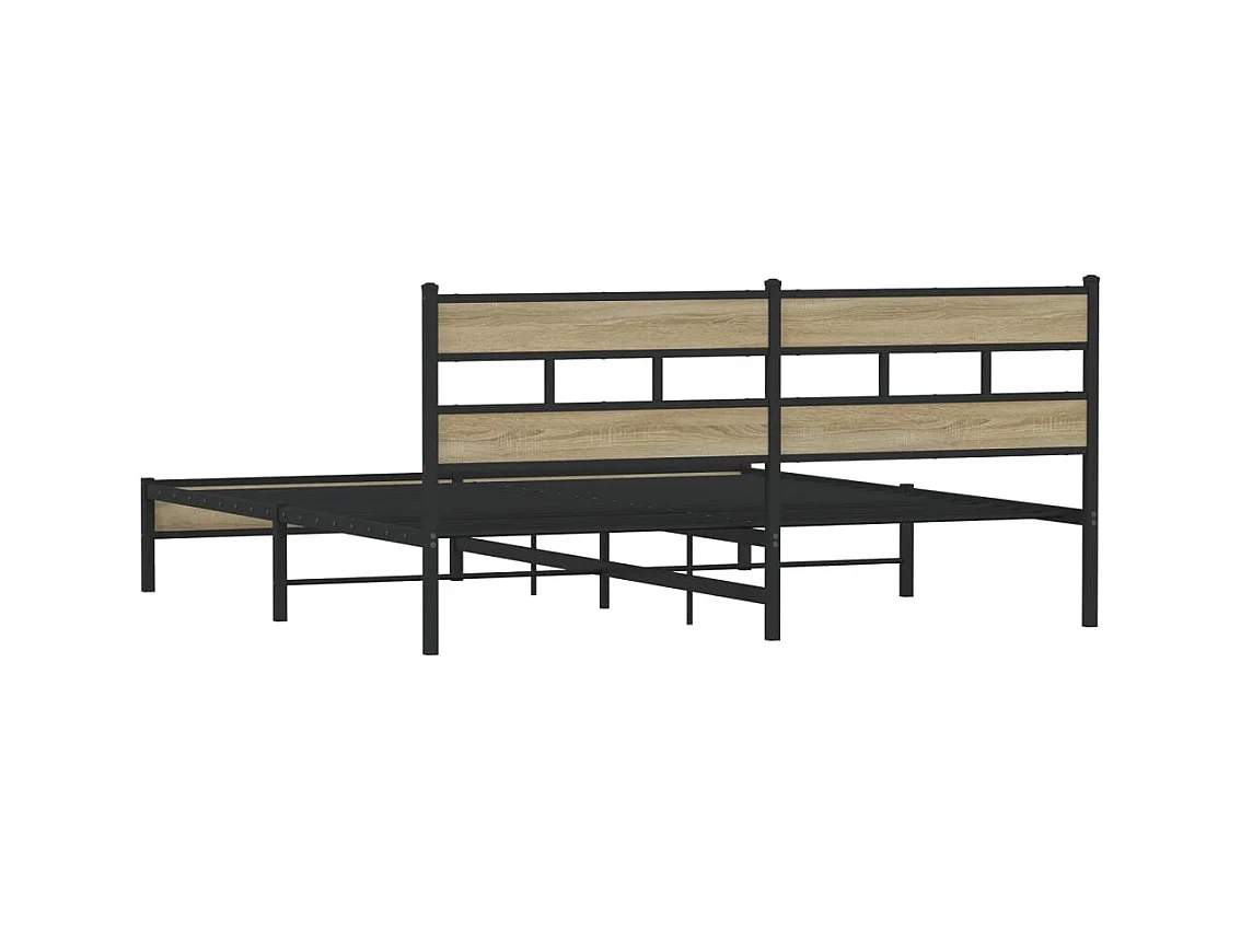 Estructura de cama de metal sin colchón roble Sonoma 180x200 cm
