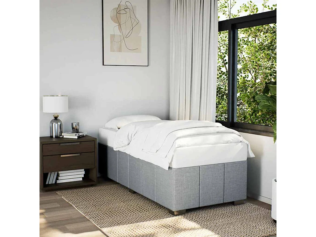 Struttura letto senza materasso tessuto grigio chiaro 100x200 cm