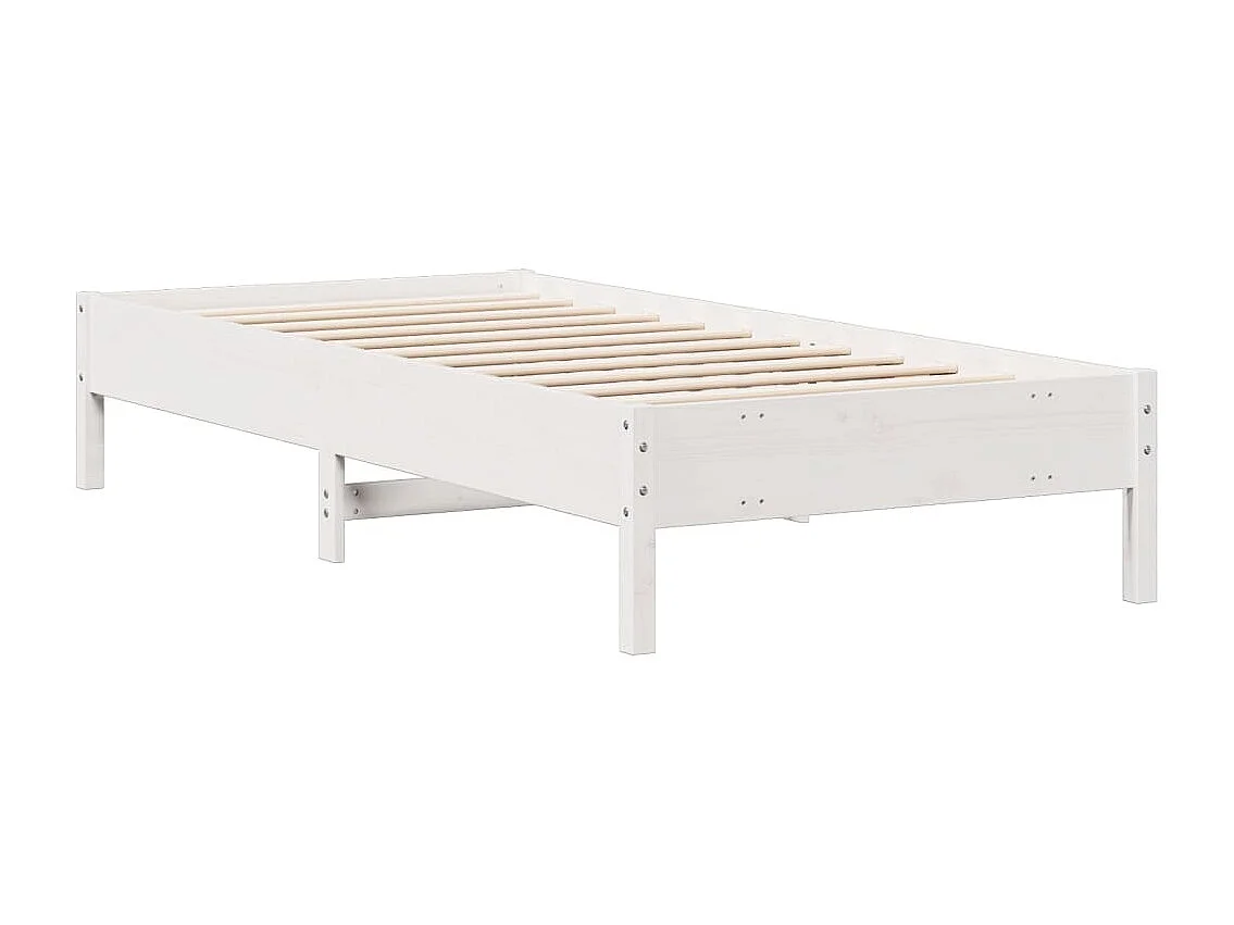 Letto libreria bianco senza materasso 90x200cm in legno massello di pino