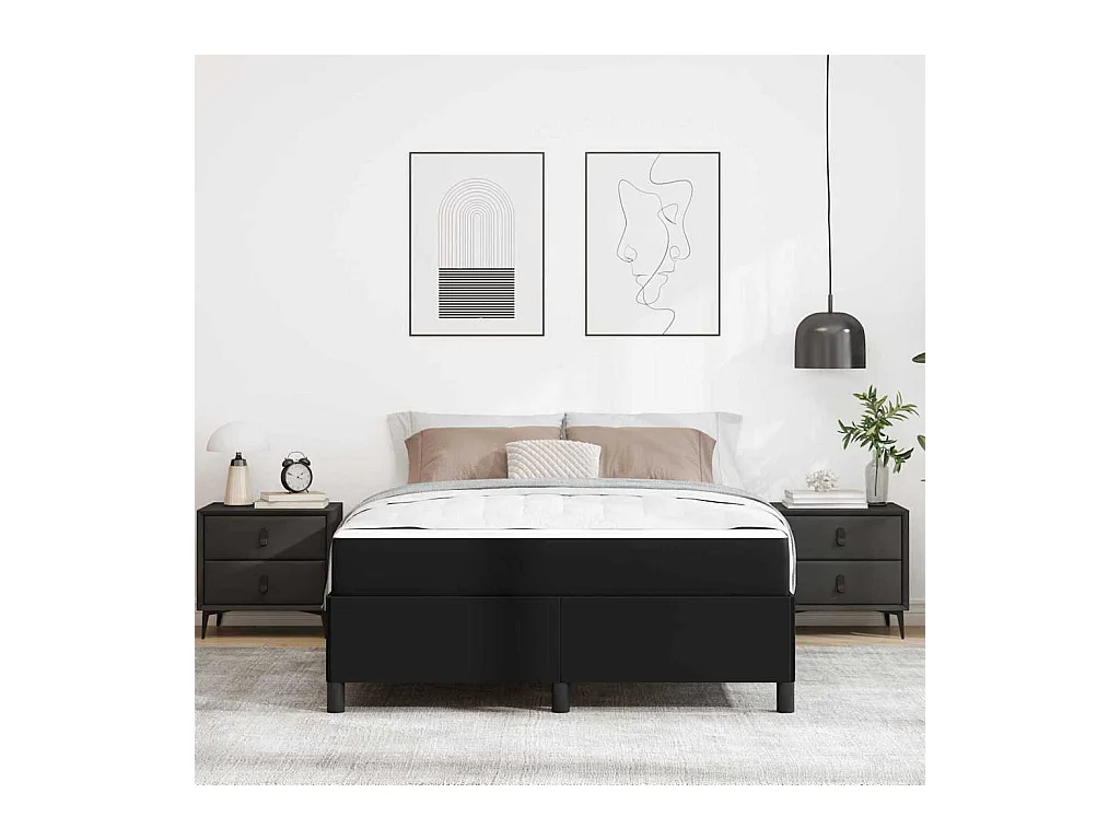 Struttura letto con materasso Nero 140 x 200 cm Similpelle