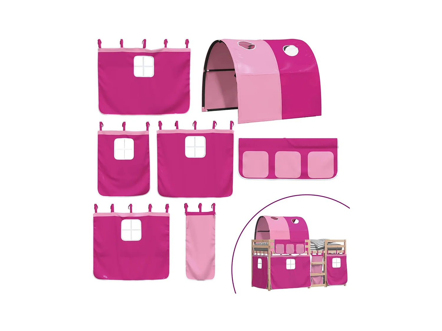 Stapelbed zonder matras roze 80x200 cm massief grenenhout