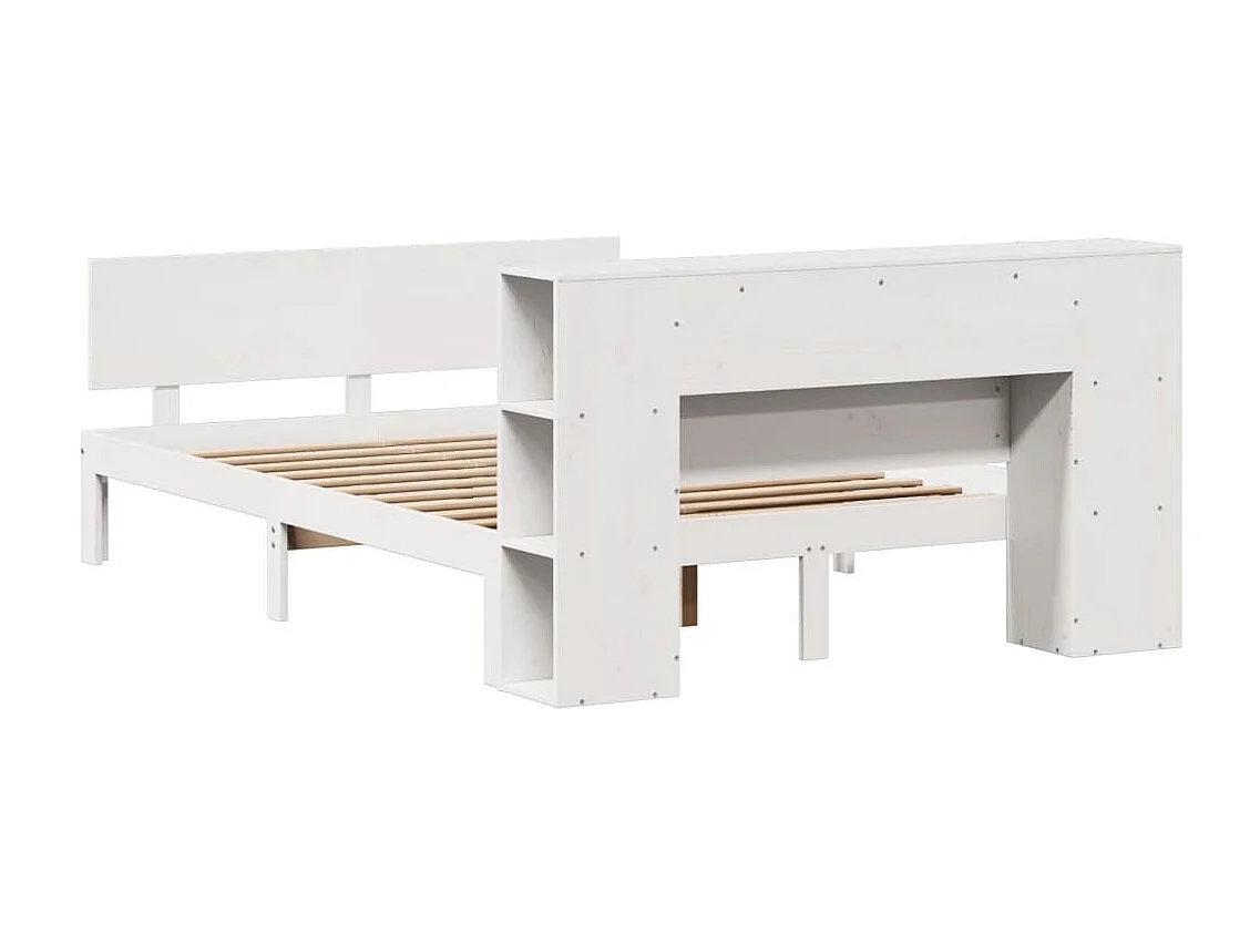 Letto libreria bianco senza materasso 120x200 cm in legno massello di pino