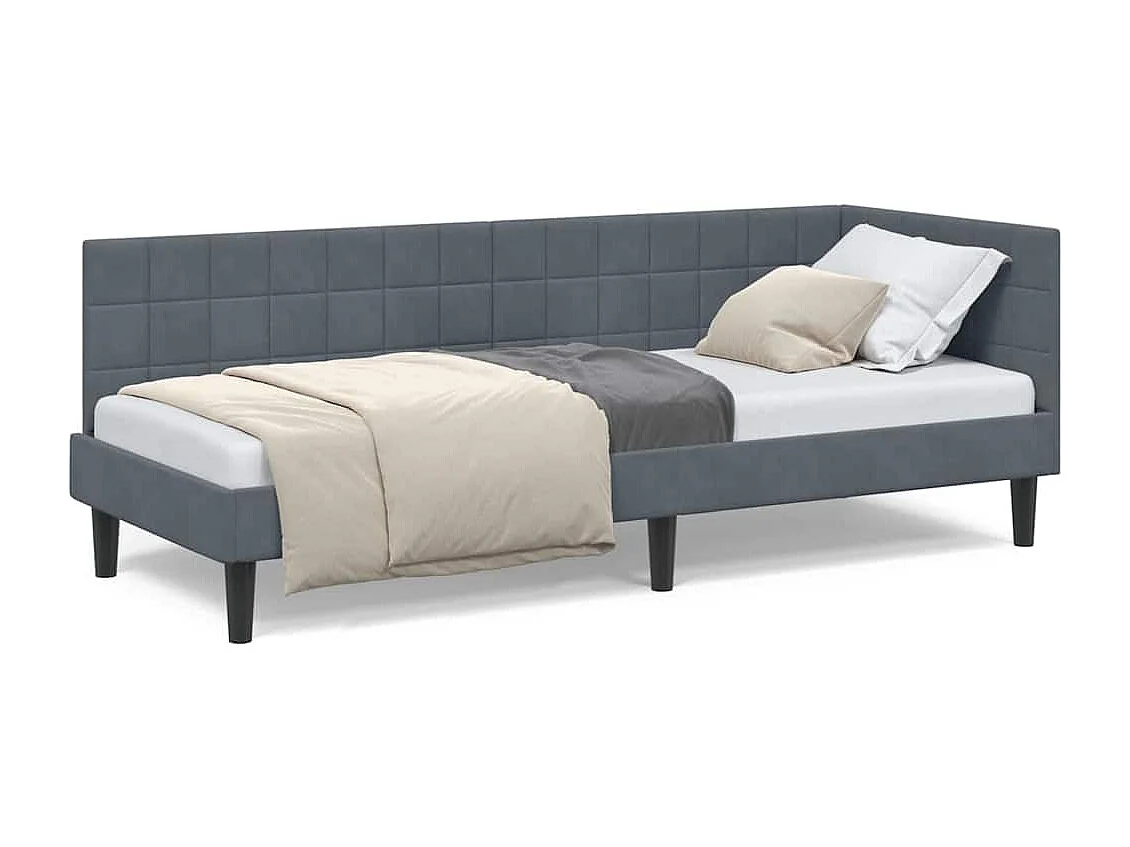 Cadre de lit d'angle Gris foncé 80 x 200 cm Velours