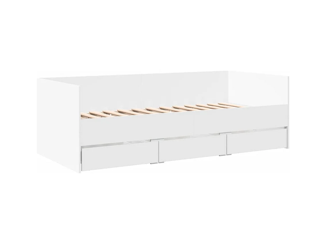 Dagbed met lades zonder matras wit 90x190 cm