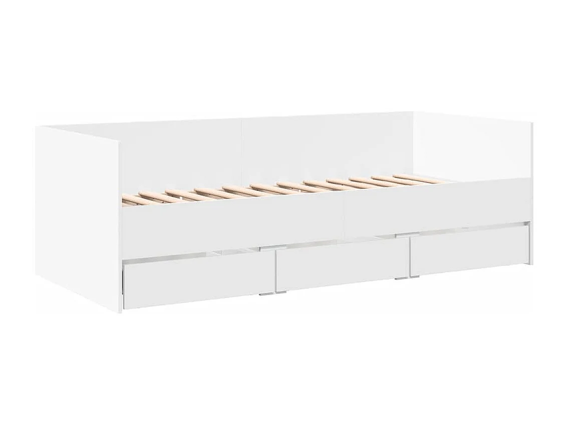 Cama de día con cajones sin colchón blanco 90x190 cm