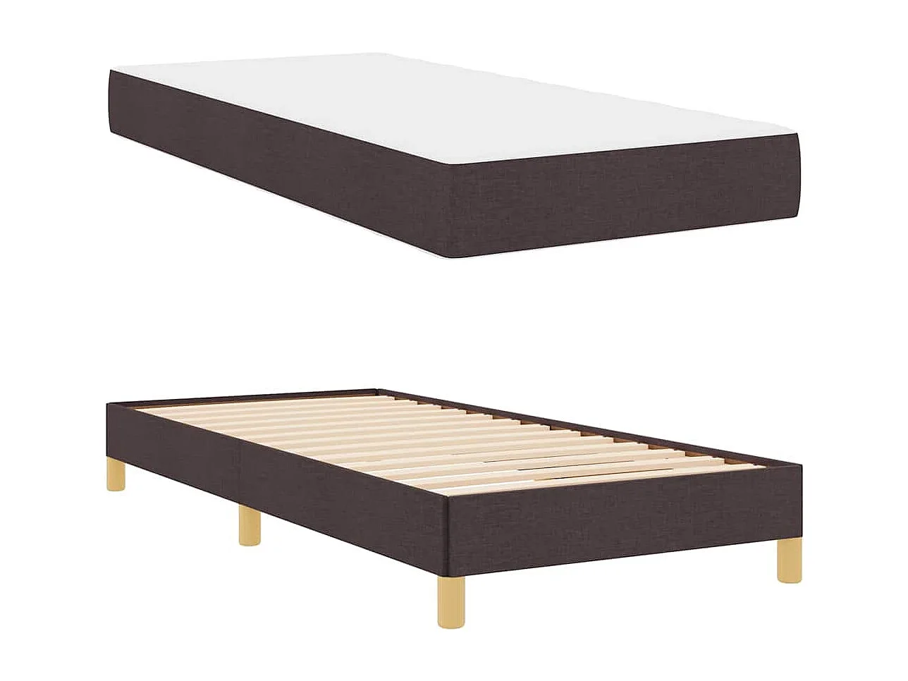Letto a molle marrone 90 x 200 cm in tessuto e legno ingegnerizzato