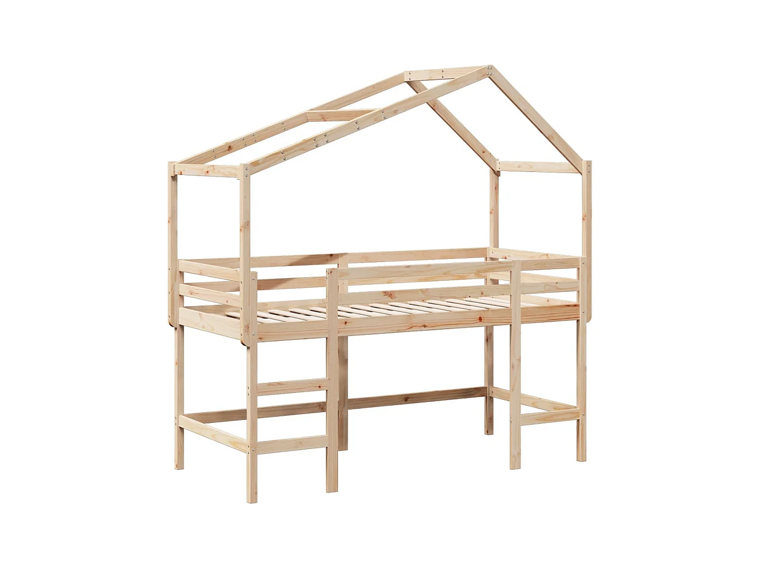 Letto a castello con scaletta e tetto senza materasso 80x200 cm