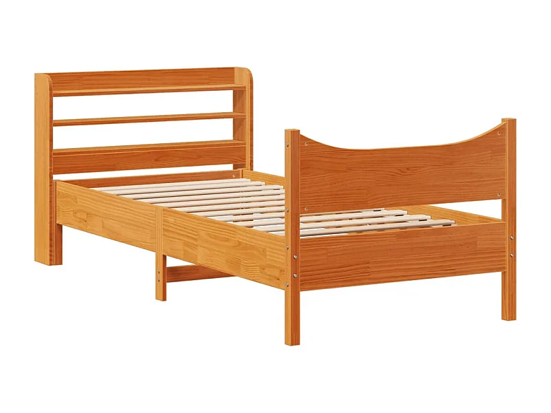 Bettrahmen mit braunem Wachskopfteil 75x190 cm Kiefernholz