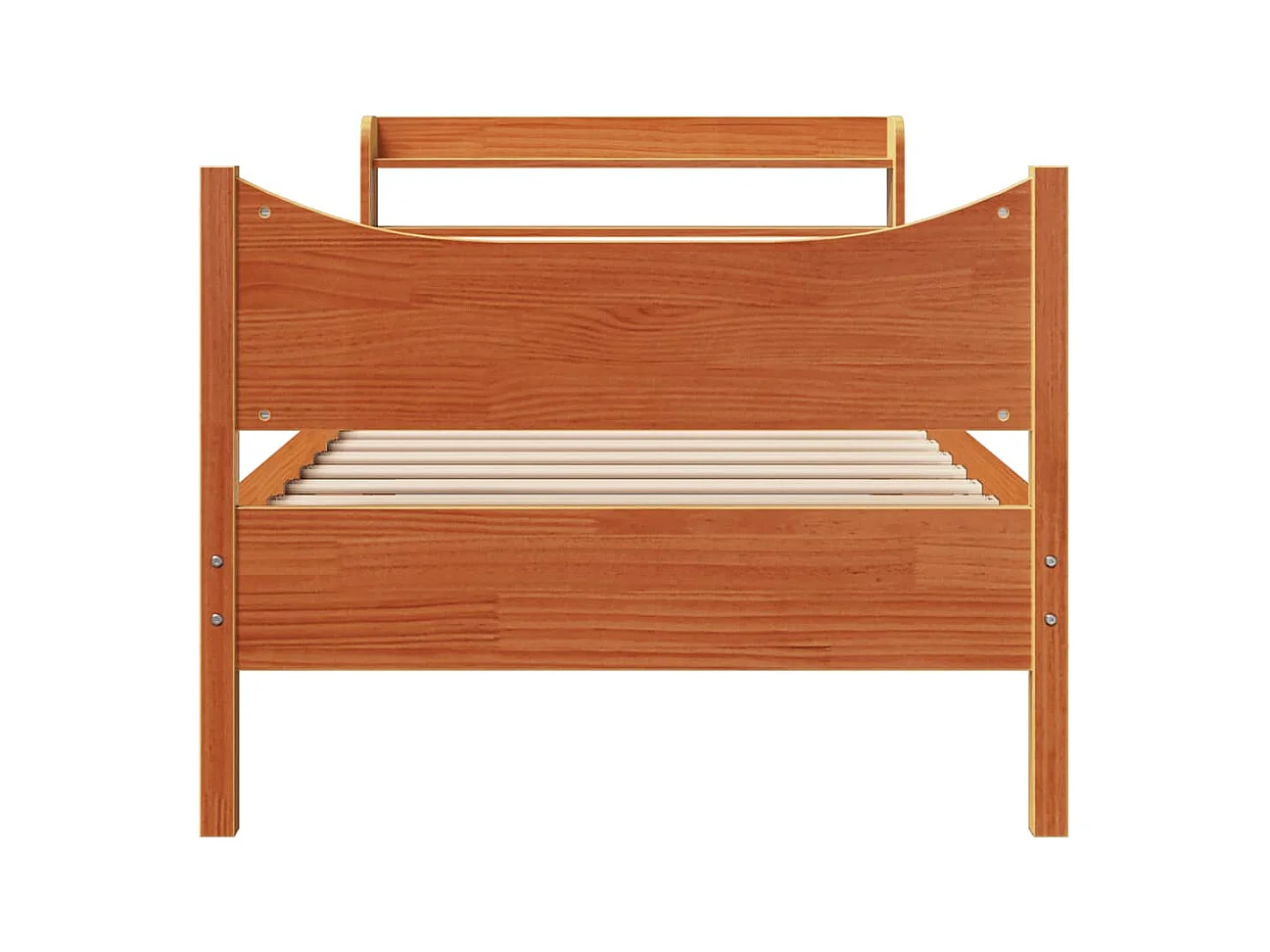 Struttura letto con testiera in cera marrone 75x190 cm in legno di pino