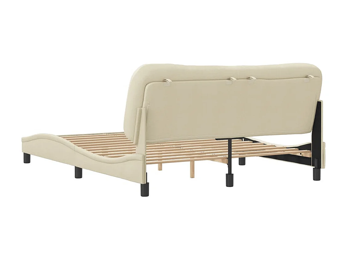 Cadre de lit sans matelas crème 160x200 cm tissu