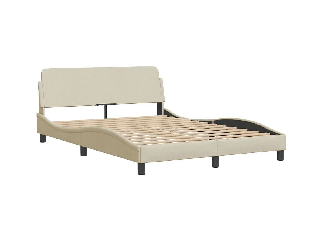 Cadre de lit sans matelas crème 160x200 cm tissu