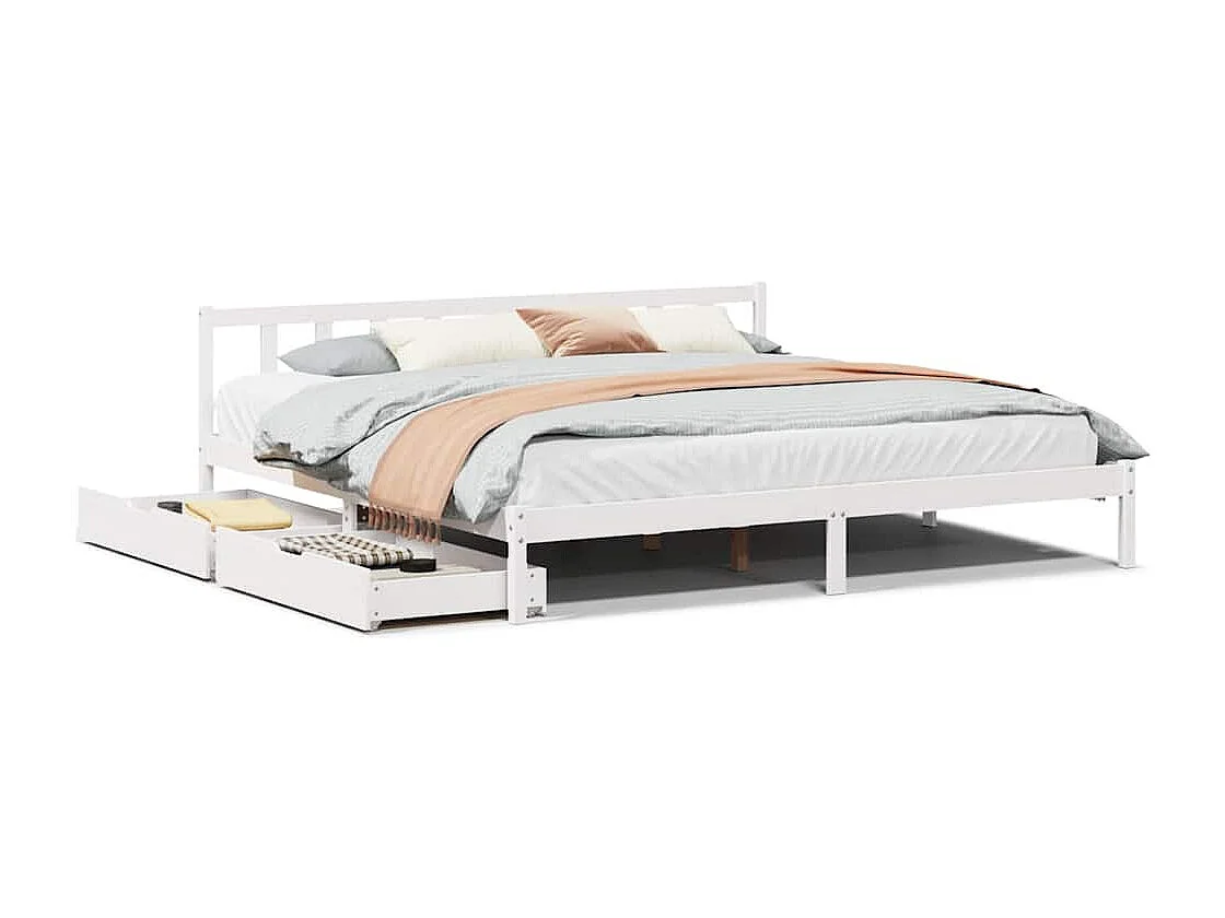 Struttura letto senza materasso bianco 200x200 cm in legno massello di pino