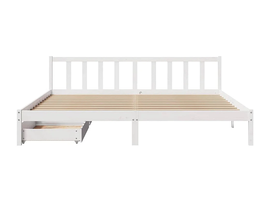 Struttura letto senza materasso bianco 200x200 cm in legno massello di pino