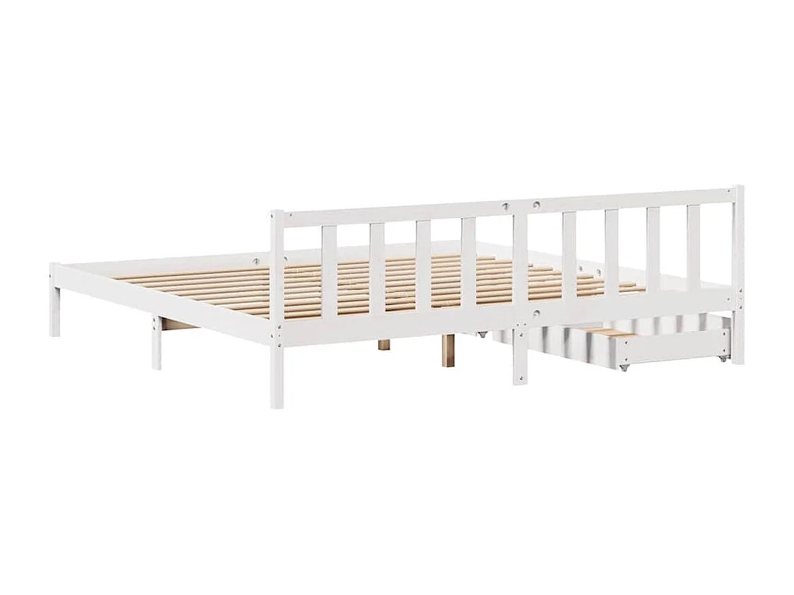 Struttura letto senza materasso bianco 200x200 cm in legno massello di pino