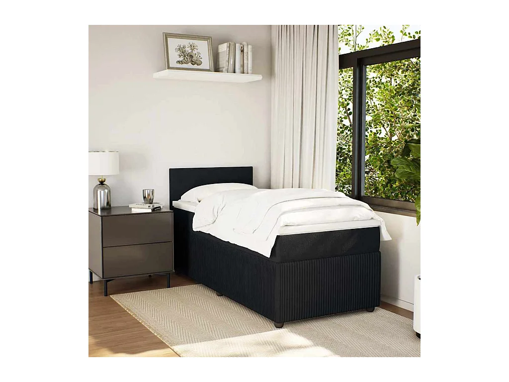 Lattenbodem met matras Zwart 90x190 cm Fluweel