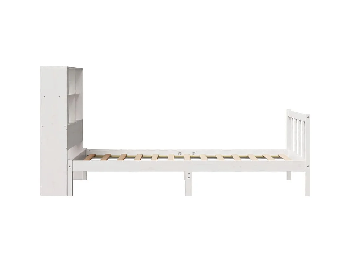 Letto libreria bianco senza materasso 90x190cm in legno massello di pino