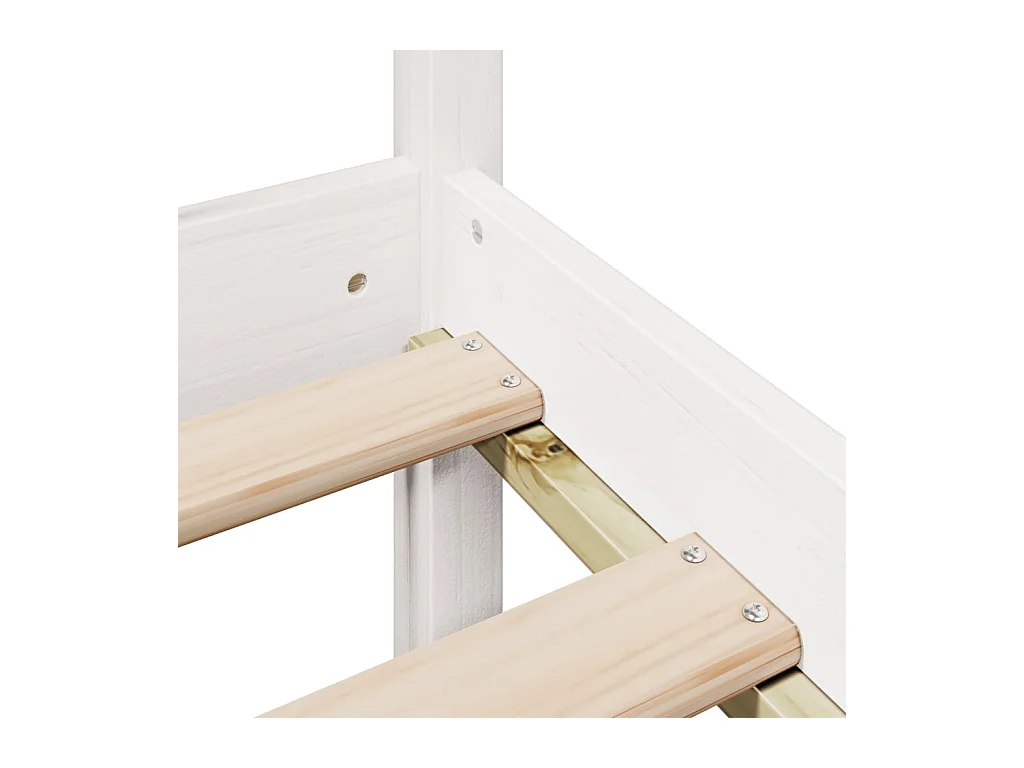 Letto libreria bianco senza materasso 90x190cm in legno massello di pino