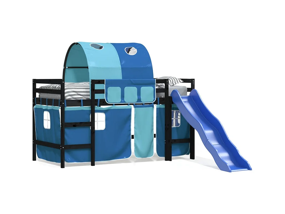 Kinderhoogslaper met tunnel zonder matras blauw 80x200 cm