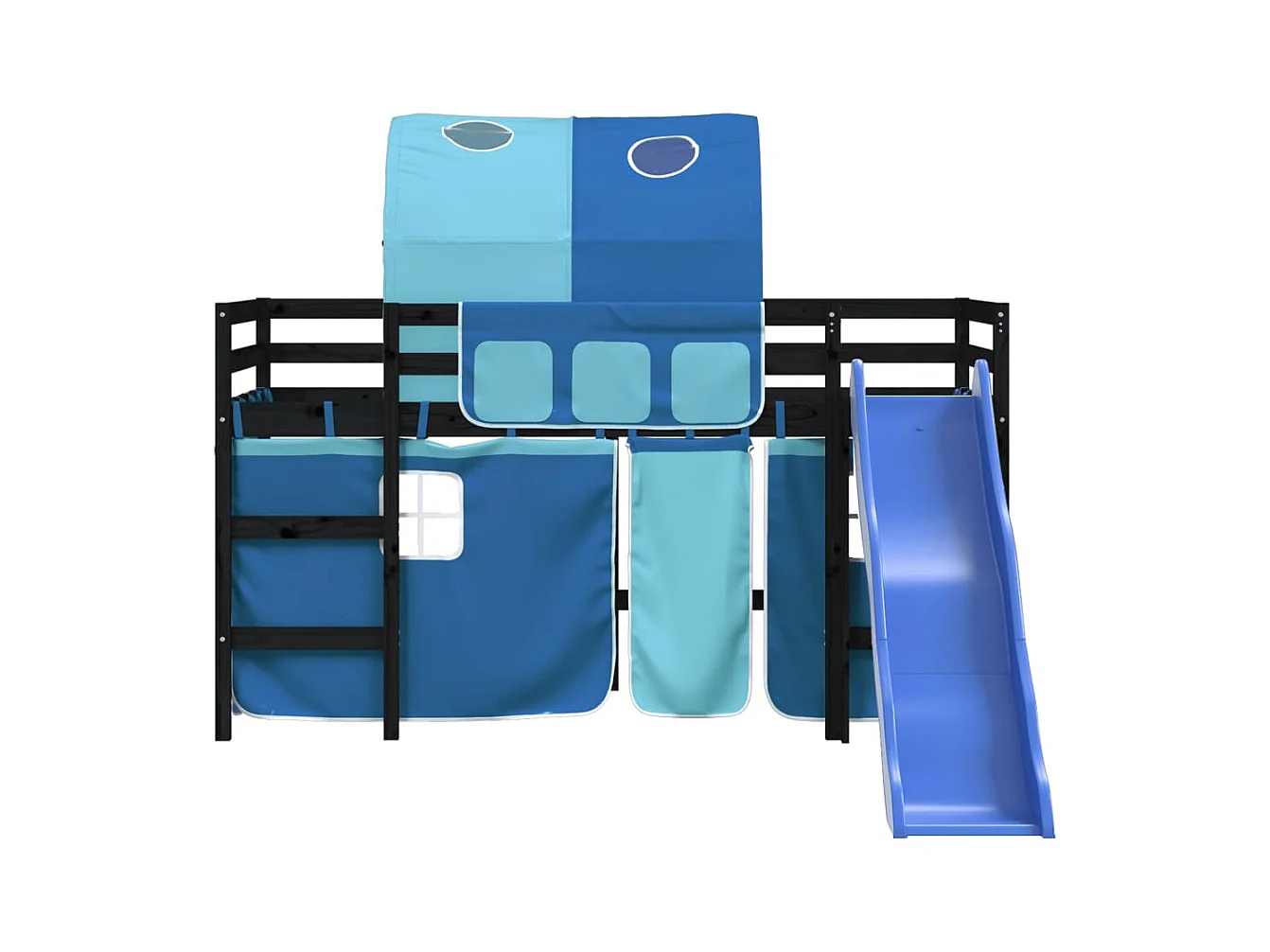 Kinderhoogslaper met tunnel zonder matras blauw 80x200 cm
