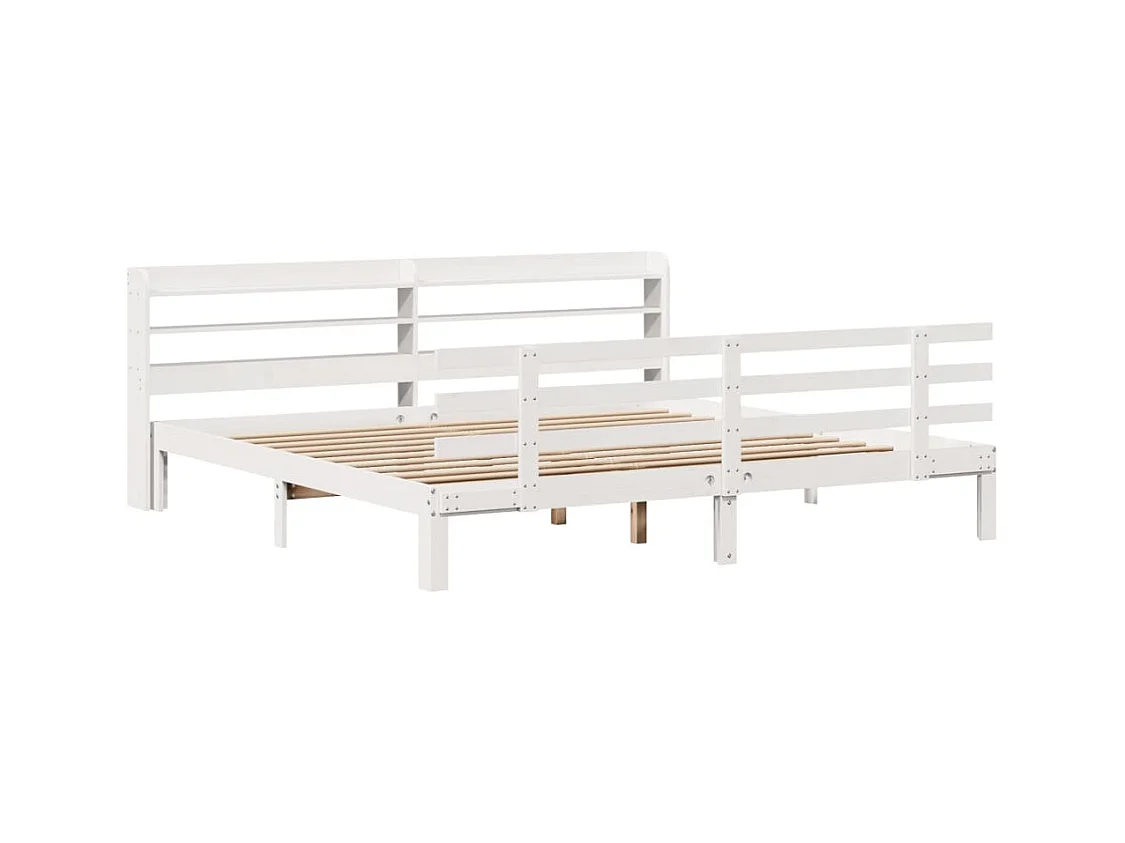 Estructura de cama con cabecero sin colchón blanco 180x200 cm