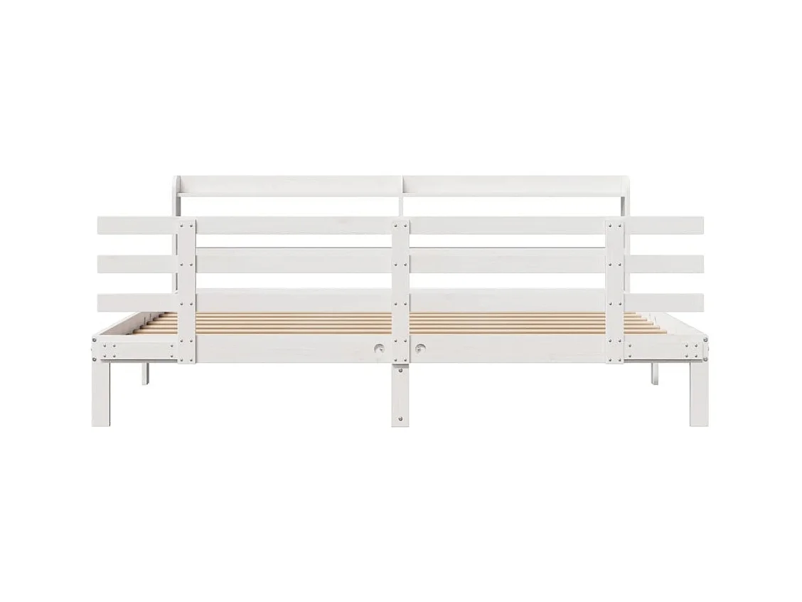 Estructura de cama con cabecero sin colchón blanco 180x200 cm