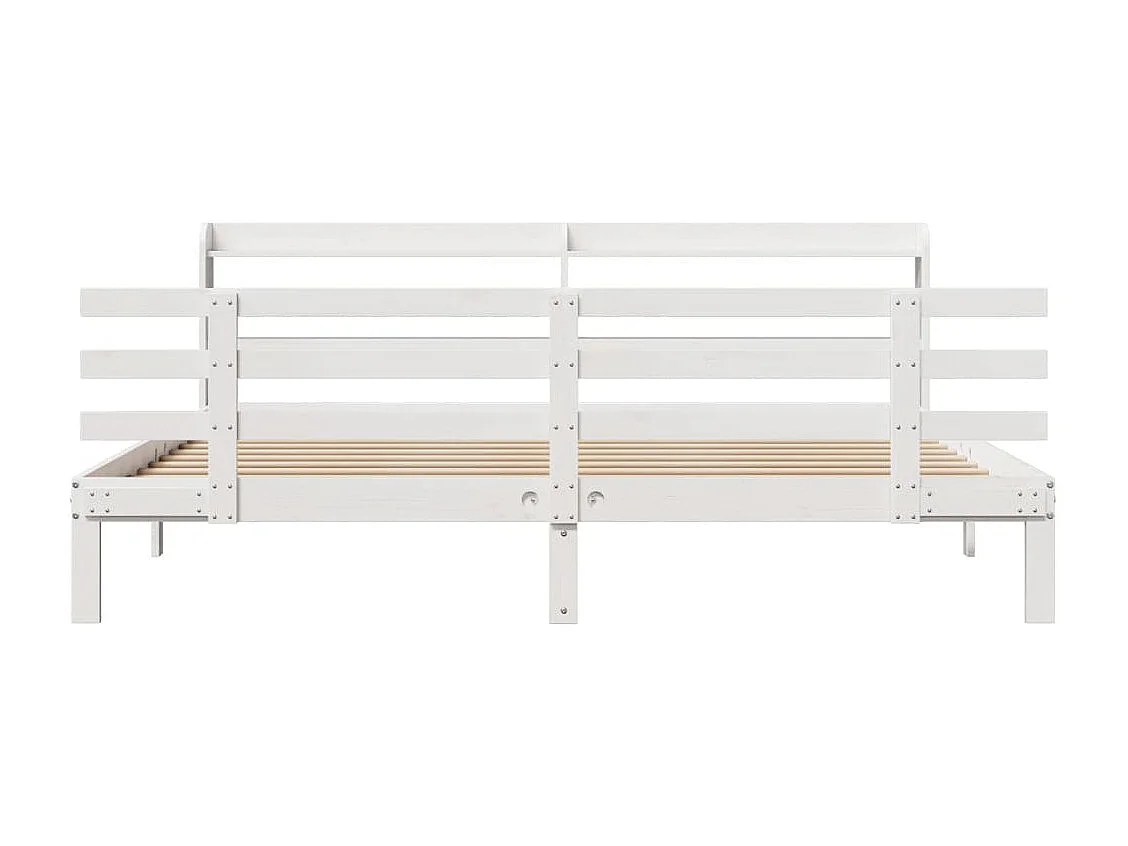 Cadre de lit avec tête de lit sans matelas blanc 180x200 cm