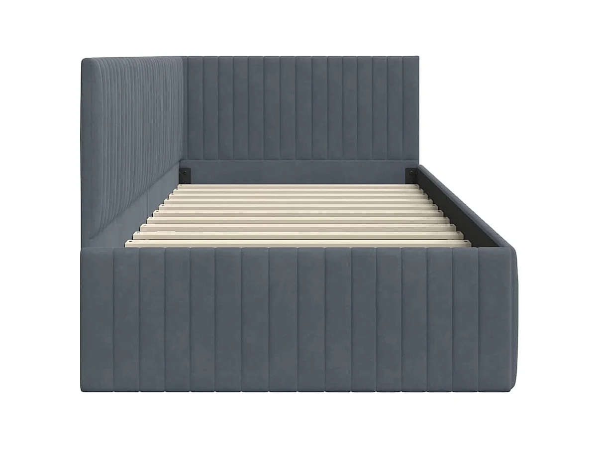Donkergrijs hoekbedframe 90 x 190 cm fluweel