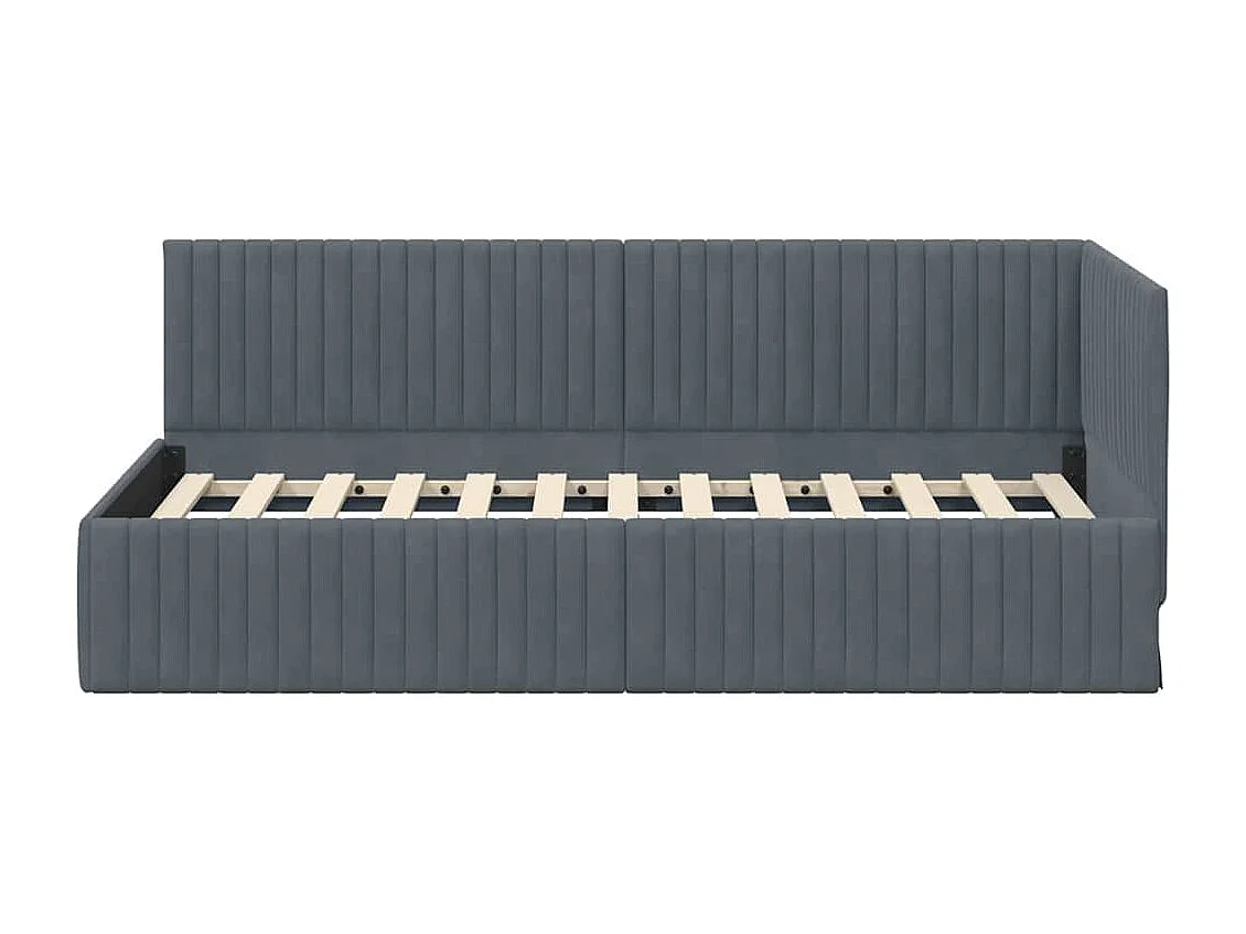 Cadre de lit d'angle Gris foncé 90 x 190 cm Velours