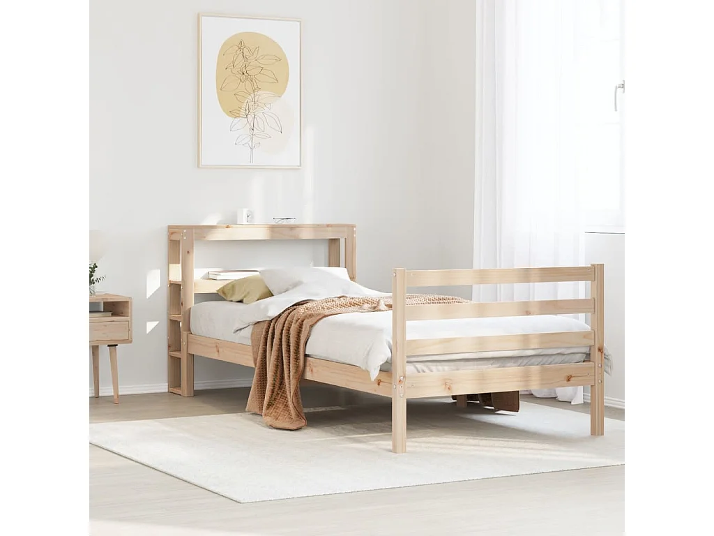 Estructura de cama sin colchón 90x200 cm madera maciza de pino