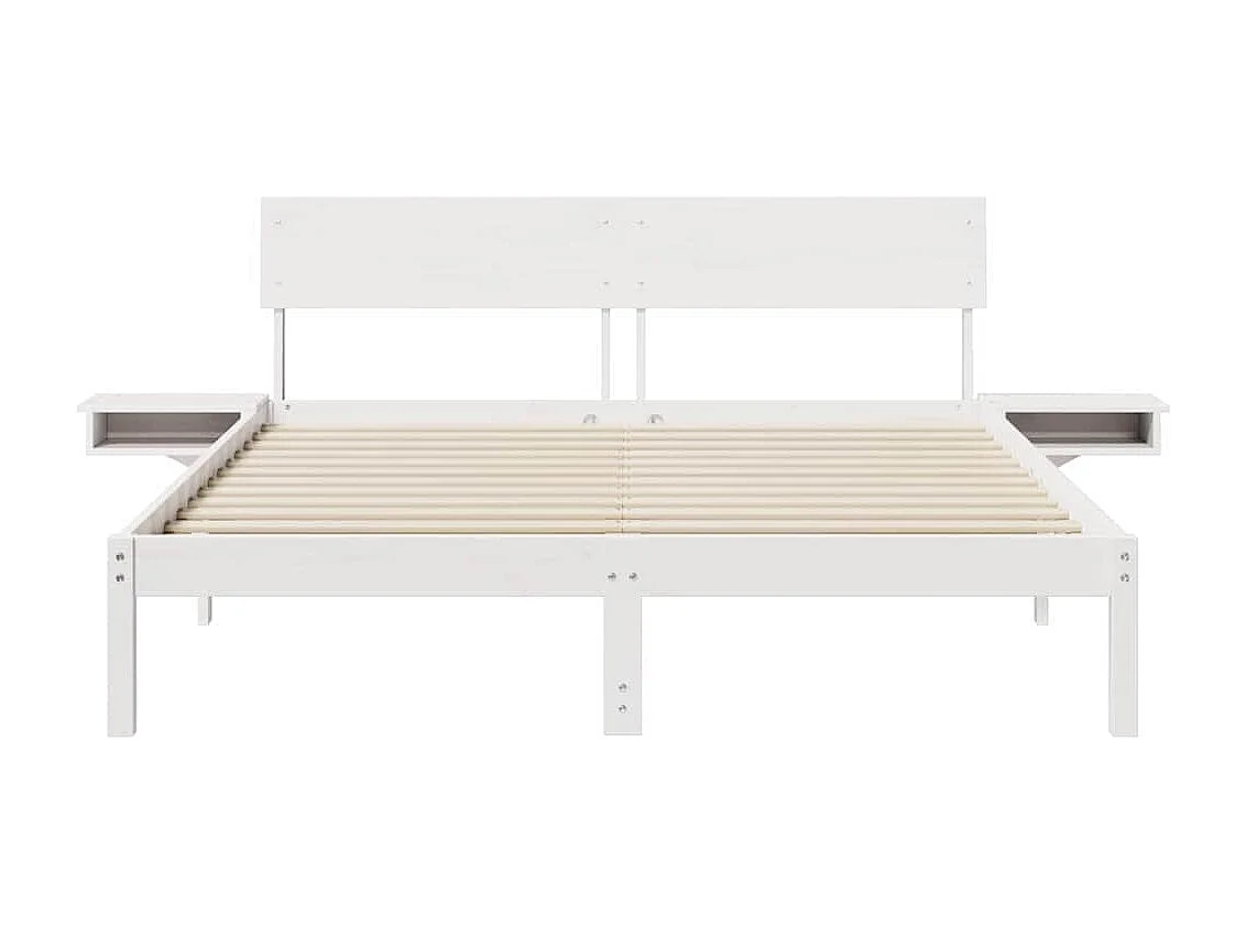 Struttura letto con comodini Bianco Legno massello di pino