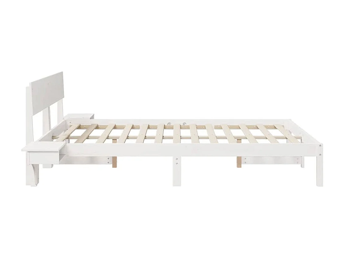 Struttura letto con comodini Bianco Legno massello di pino