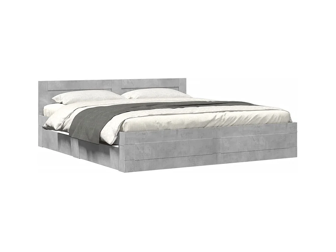 Struttura letto con testiera senza materasso grigio cemento 180x200cm