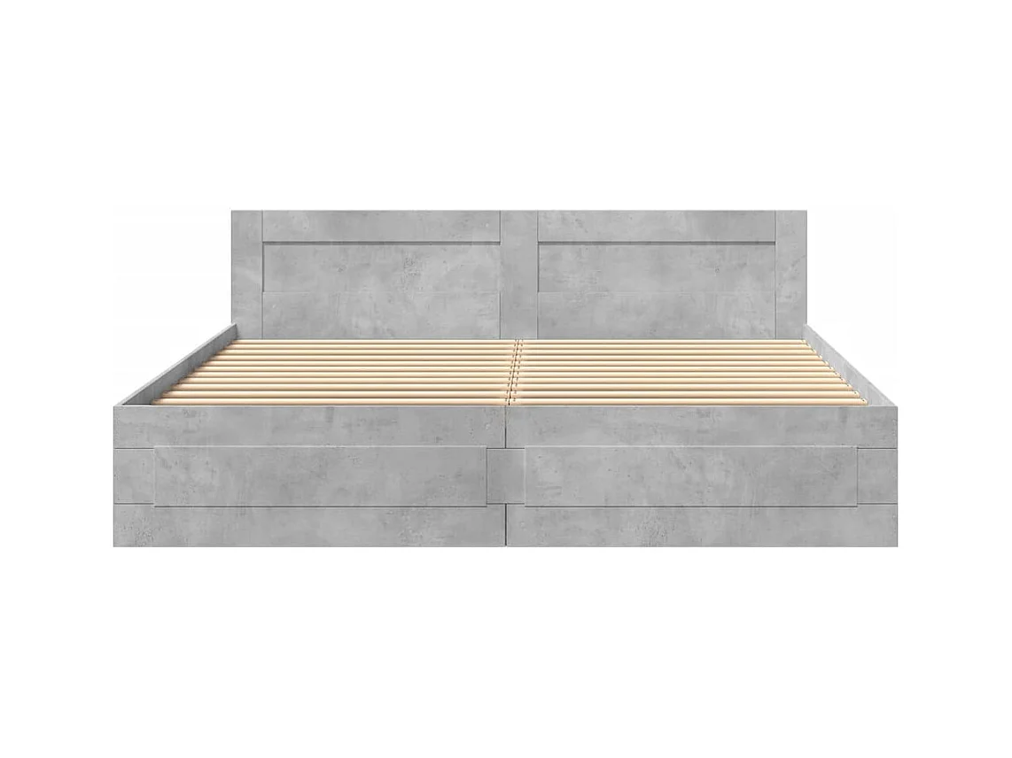 Struttura letto con testiera senza materasso grigio cemento 180x200cm