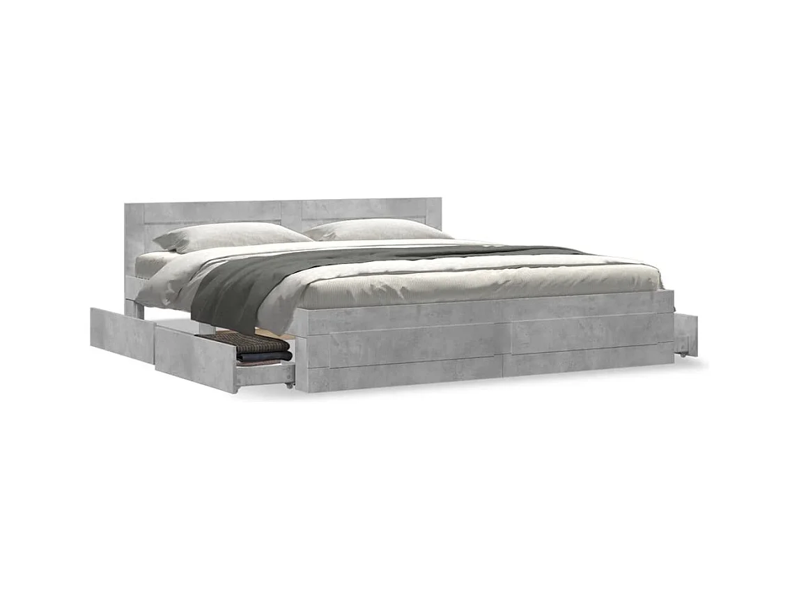 Struttura letto con testiera senza materasso grigio cemento 180x200cm