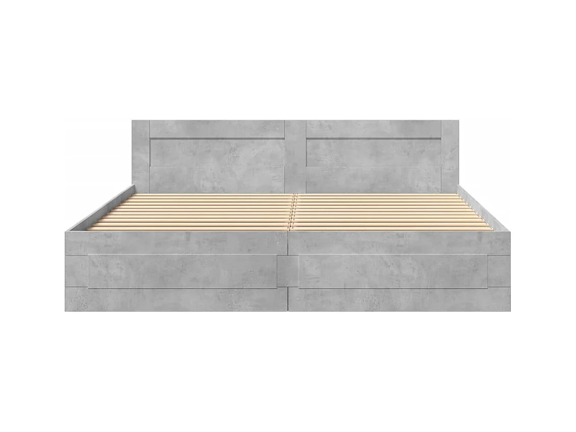 Struttura letto con testiera senza materasso grigio cemento 180x200cm
