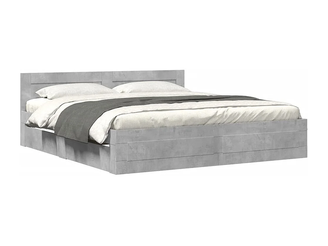 Struttura letto con testiera senza materasso grigio cemento 180x200cm