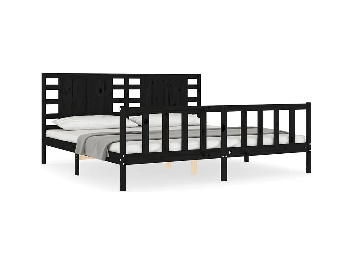 Bedframe zonder matras zwart 200x200 cm massief grenenhout