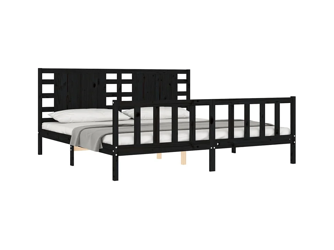 Bedframe zonder matras zwart 200x200 cm massief grenenhout