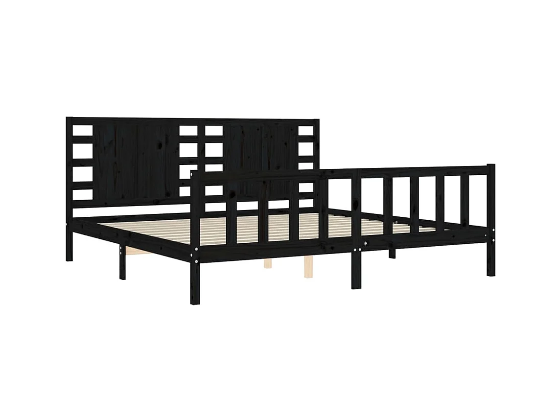 Bedframe zonder matras zwart 200x200 cm massief grenenhout