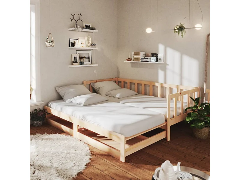 Schuifbed zonder matras 2x(90x200) cm Massief grenenhout