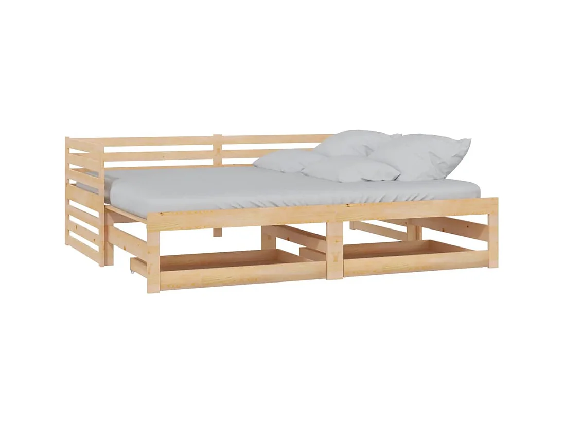 Schuifbed zonder matras 2x(90x200) cm Massief grenenhout