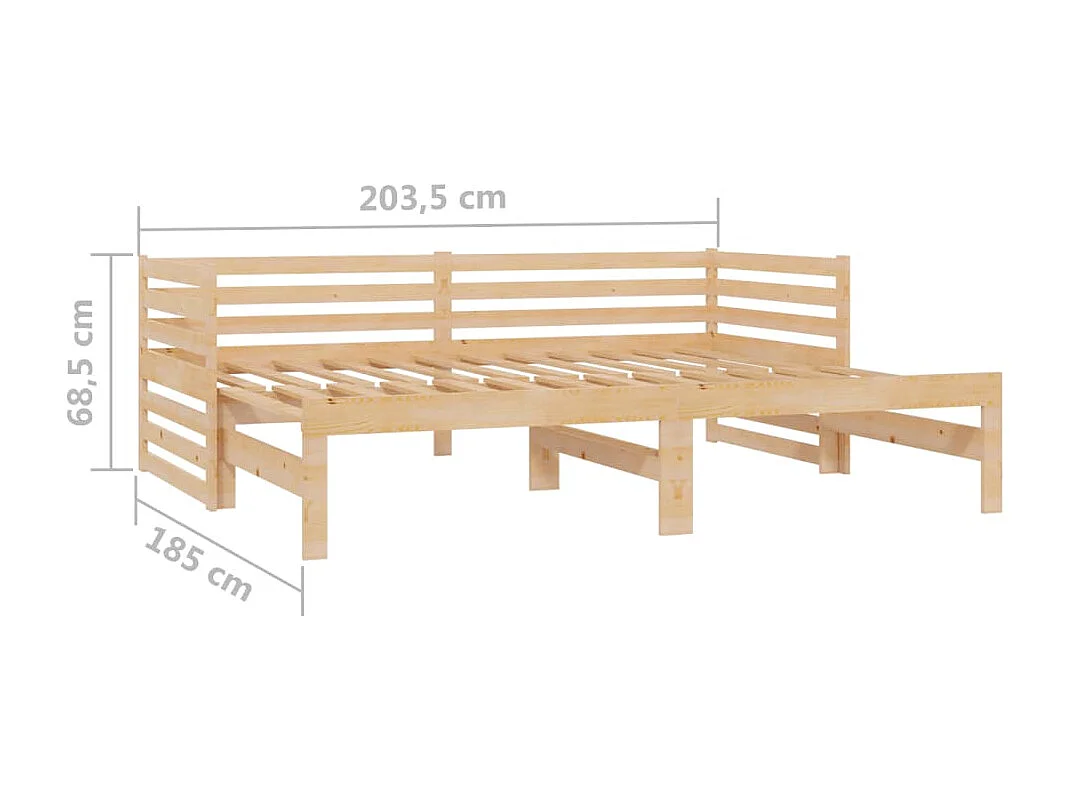 Schuifbed zonder matras 2x(90x200) cm Massief grenenhout