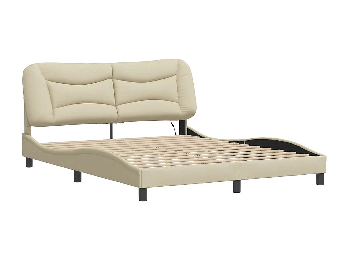 Bettgestell mit LED ohne Matratze creme 160x200 cm Stoff
